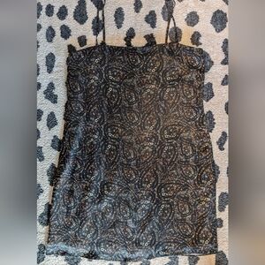 Gianni Bini Black Floral Slip Dress with Spaghetti Straps Size 10